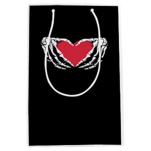 Sac Cadeau Moyen Cool Classic Funny Skeleton Mains Coeur - Valentin