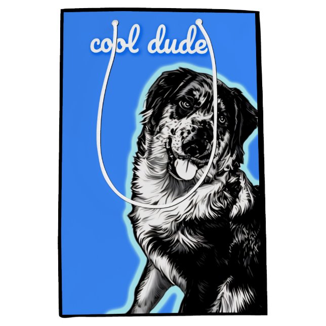 Sac Cadeau Moyen Cool Dude Australian Shephard  Gift Bag (Devant)