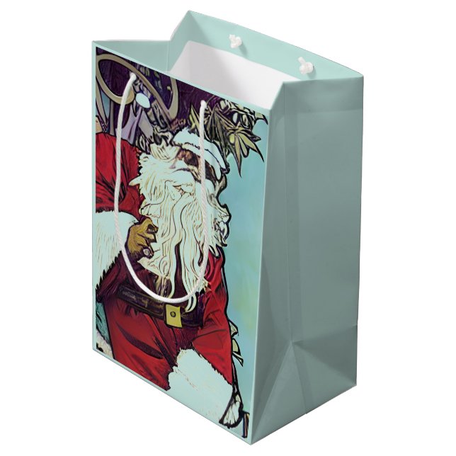 Sac cadeau moyen cool Weed Père Noël (Dos Angle)