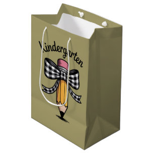 Sac Cadeau Moyen Coquette crayon noeud papillon professeur d'école 