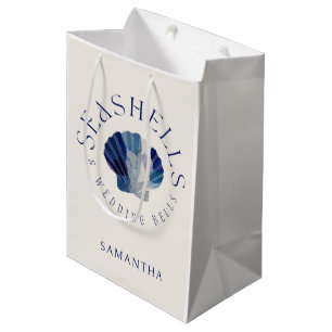 Sac Cadeau Moyen Coquillages Cloches de mariage Fête sur la plage b