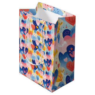 Sac Cadeau Moyen Corações Coloridos