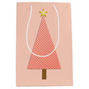Sac Cadeau Moyen Coral polka dot moderne sapin de Noël