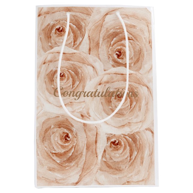 Sac Cadeau Moyen Couleur d'eau personnalisée rose félicitations flo (Devant)