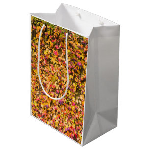 Sac Cadeau Moyen Couleurs d'automne dorées sur un mur de lierre