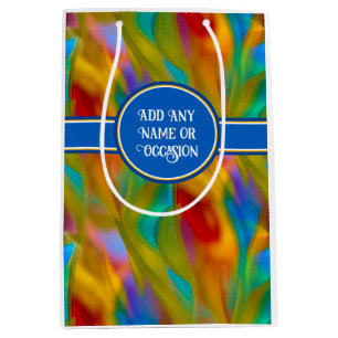 Sac Cadeau Moyen Couleurs fluides de verre artistique - Nom / Occas