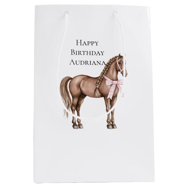Sac Cadeau Moyen Country Road Horse anniversaire (Devant)