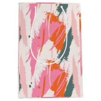 Sac Cadeau Moyen Coups de pinceau contrastés rose vert rouge