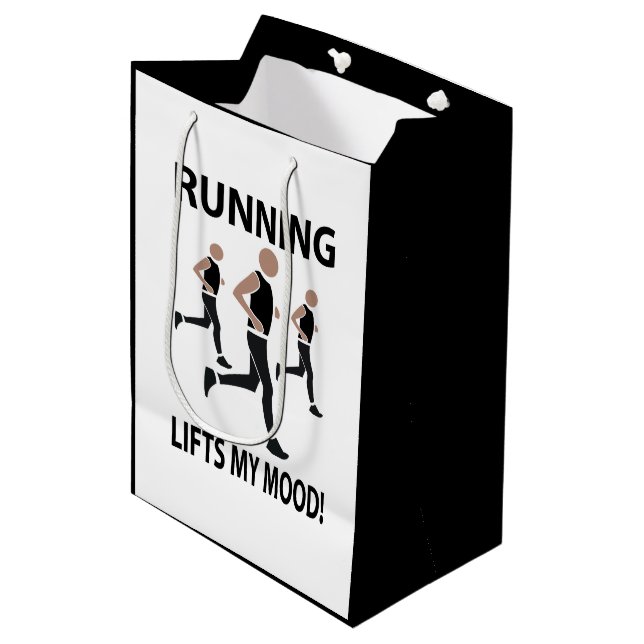 Sac Cadeau Moyen Courir améliore mon humeur (Devant Angle)