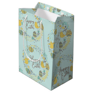 Sac Cadeau Moyen Couronne colorée d'oeufs de Joyful Chicks et salut