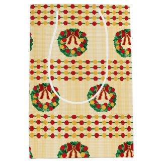 Sac Cadeau Moyen Couronne de Noël tricotée