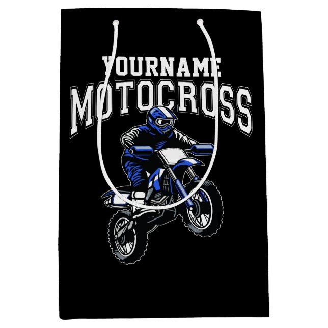 Sac Cadeau Moyen Course Motocross Dirt Bike Rider personnalisée (Devant)