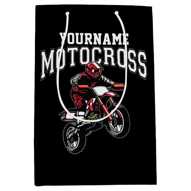 Sac Cadeau Moyen Course Motocross Dirt Bike Rider personnalisée (Devant)
