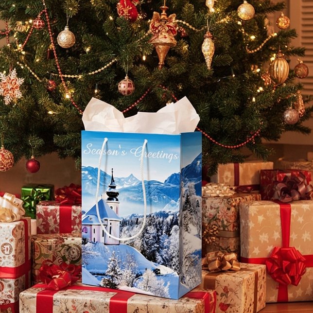 Sac Cadeau Moyen Coutume de scène hivernale (Créateur téléchargé)