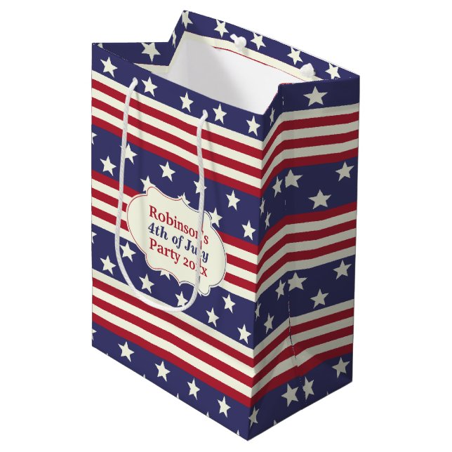 Sac Cadeau Moyen Coutume patriotique du drapeau américain | de (Devant Angle)