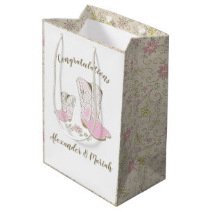 Sac Cadeau Moyen Cowgirl Baby shower Pays Western Rose Girl