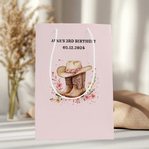 Sac Cadeau Moyen Cowgirl Fleur sauvage Bash Anniversaire rose Wes