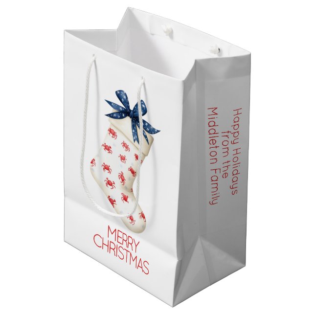 Sac Cadeau Moyen Crabe rouge côtier Prise de Noël (Devant Angle)