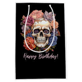 Sac Cadeau Moyen Crâne de fleurs