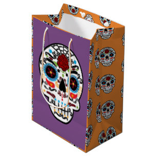 Sac Cadeau Moyen Crâne de sucre Mexicain Espagnol Squelette Fête