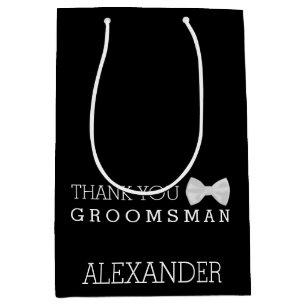 Sac Cadeau Moyen Cravate d'arc blanche personnalisée de Groomsman