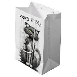 Sac Cadeau Moyen Crazy Cat Pour Anniversaire