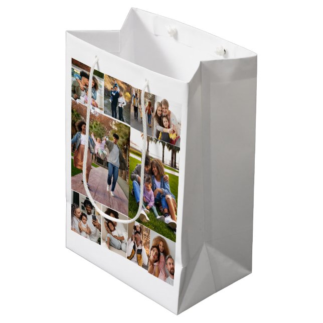 Sac Cadeau Moyen Créez votre propre collection photo de 10 personne (Devant Angle)