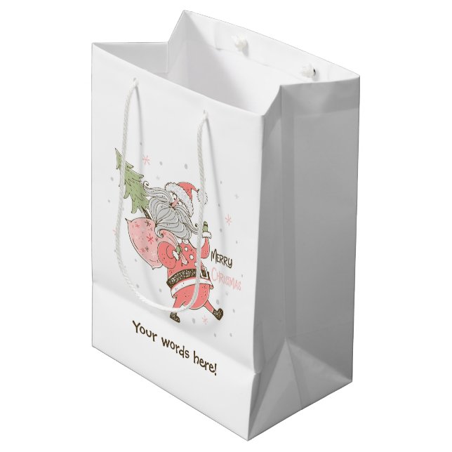 Sac Cadeau Moyen Créez votre propre Père Noël Silly Blanc (Devant Angle)