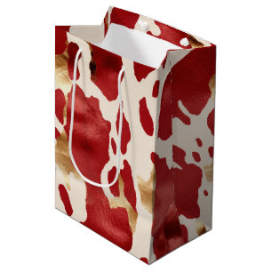 Sac Cadeau Moyen Crème Rouge Or Occidental