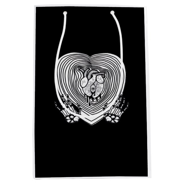 Sac Cadeau Moyen Crier Coeur classique - Squelette Mains Coeur (Devant)