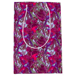 Sac Cadeau Moyen Crimson Rosella et Fleurs sauvages