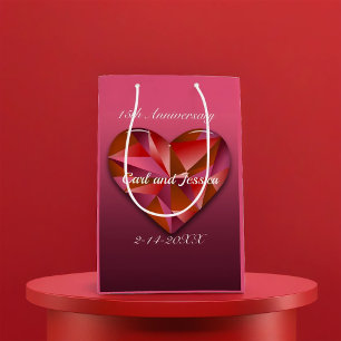 Sac Cadeau Moyen Cristal Coeur Pour 15ème Anniversaire