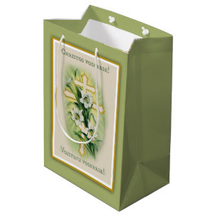 Sac Cadeau Moyen Croix catholique slave bizantine de lis de Pascha