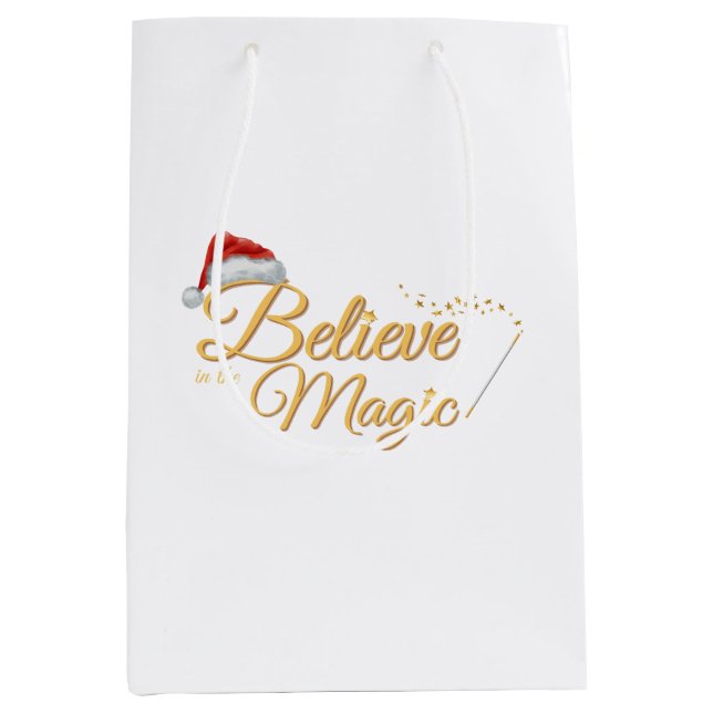 Sac Cadeau Moyen Croyez en la magie - Whimsical Holiday Design (Devant)