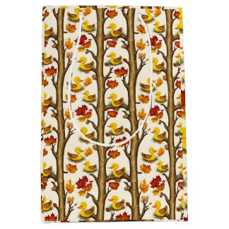 Sac Cadeau Moyen Curieux colliers et feuilles d'automne Design Moti