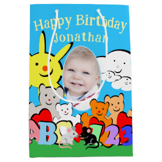 Sac Cadeau Moyen Custom Fun Cute Animals Birthday