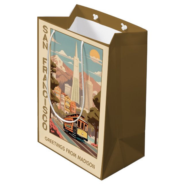 Sac Cadeau Moyen Custom Name Retro San Francisco (Dos Angle)
