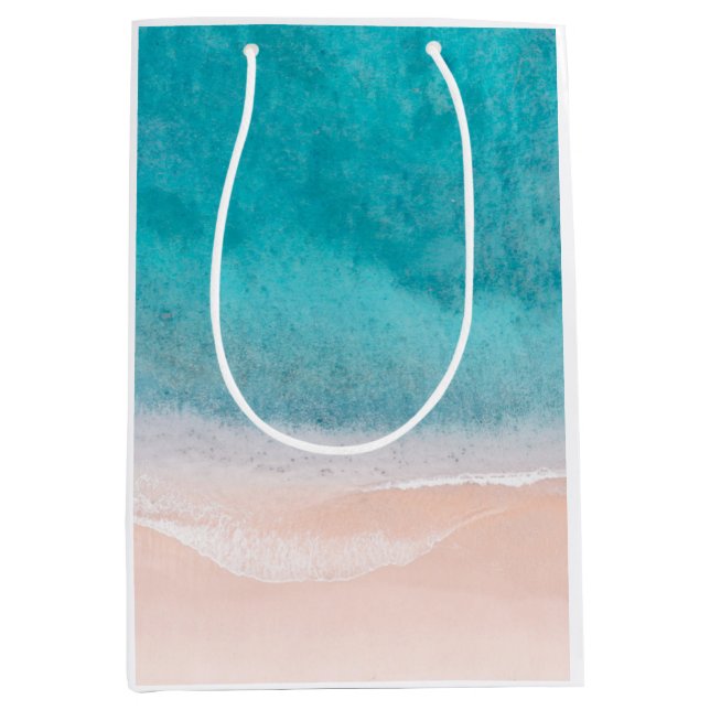 Sac Cadeau Moyen Custom Seaside Beach Blue Sea Sand Modèle (Devant)