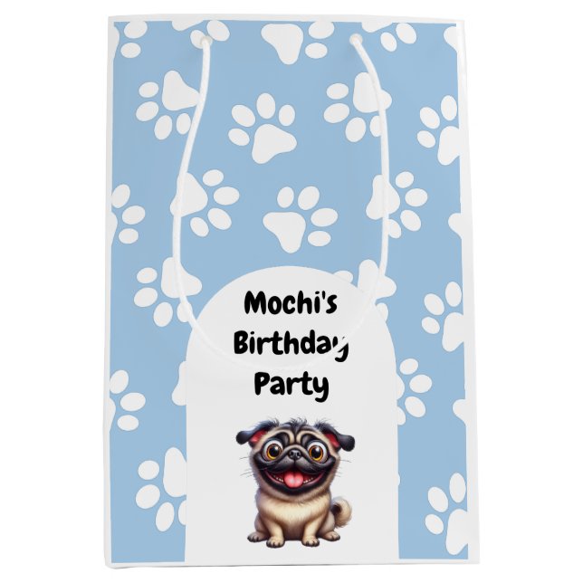 Sac Cadeau Moyen Cute Blue Carlin animal de compagnie fête d'annive (Devant)