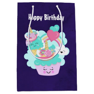 Sac Cadeau Moyen Cute Cupcake et Joyeuse crème glacée Anniversaire