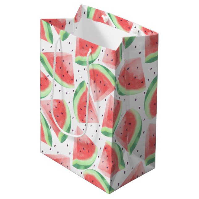 Sac Cadeau Moyen Cute Eté Kawaii Aquarelle (Devant Angle)