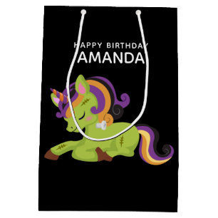 Sac Cadeau Moyen Cute Frankenstein Unicorn Halloween Anniversaire