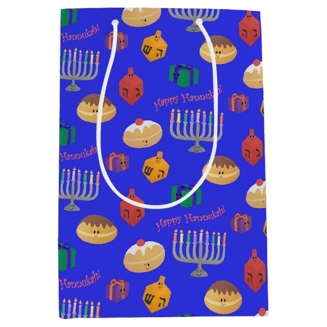Sac Cadeau Moyen Cute Hannukah Patterned (Devant)