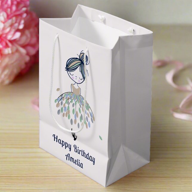 Sac Cadeau Moyen Cute Little Ballerina Princess Anniversaire (Créateur téléchargé)