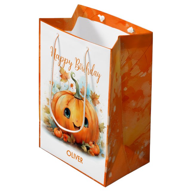 Sac Cadeau Moyen Cute Little Pumpkin Birthday (Devant Angle)