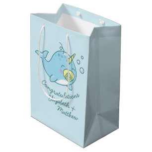Sac Cadeau Moyen Cute Narwhal Baby shower Kawaii