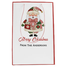 Sac Cadeau Moyen Cute Personalized Santa Christmas Holiday