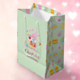 Sac Cadeau Moyen Cute Pink Bunny Egg Motif Anniversaire de enfant V