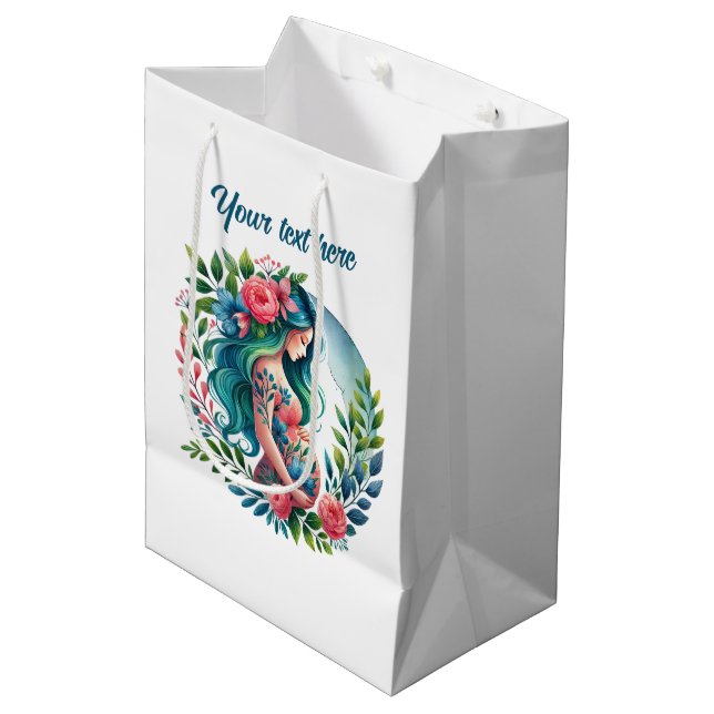 Sac Cadeau Moyen Cute Pregnant Maman personnalisable (Devant Angle)
