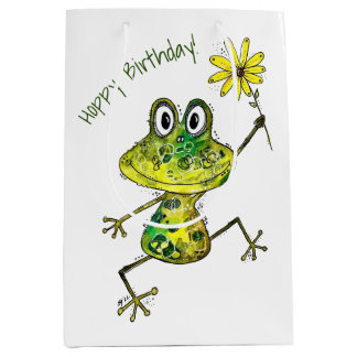 Sac Cadeau Moyen Cute Whimsical Happy Frog